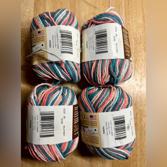 🧶 Lily Sugar'n Cream Cotton Yarn - 100% Cotton in Coral Seas - 4 skeins 🧶 NWT!!! - Picture 2 of 4